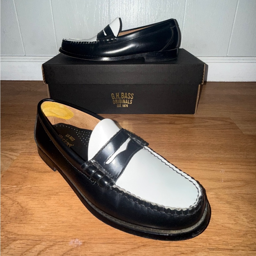 G.H. Bass & Co. Black and White Loafers